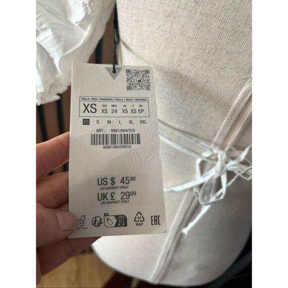 Zara NWT white tank top crop top cut out back size XS - Picture 4 of 7